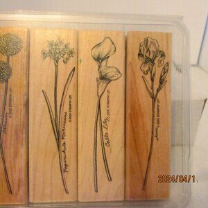 Rubber Stamp Set of 4,Vtg Stampin Up Long Stemmet Set of 4 flowers